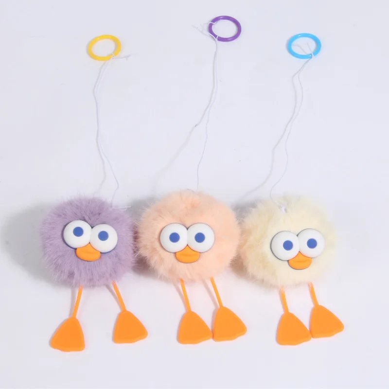 1Pc Cartoon Duckling Fur Ball Bouncy Bag Decoration Pendant Girls Fun Cute Finger Bouncing Toys Children Plush Cartoon Doll Gift