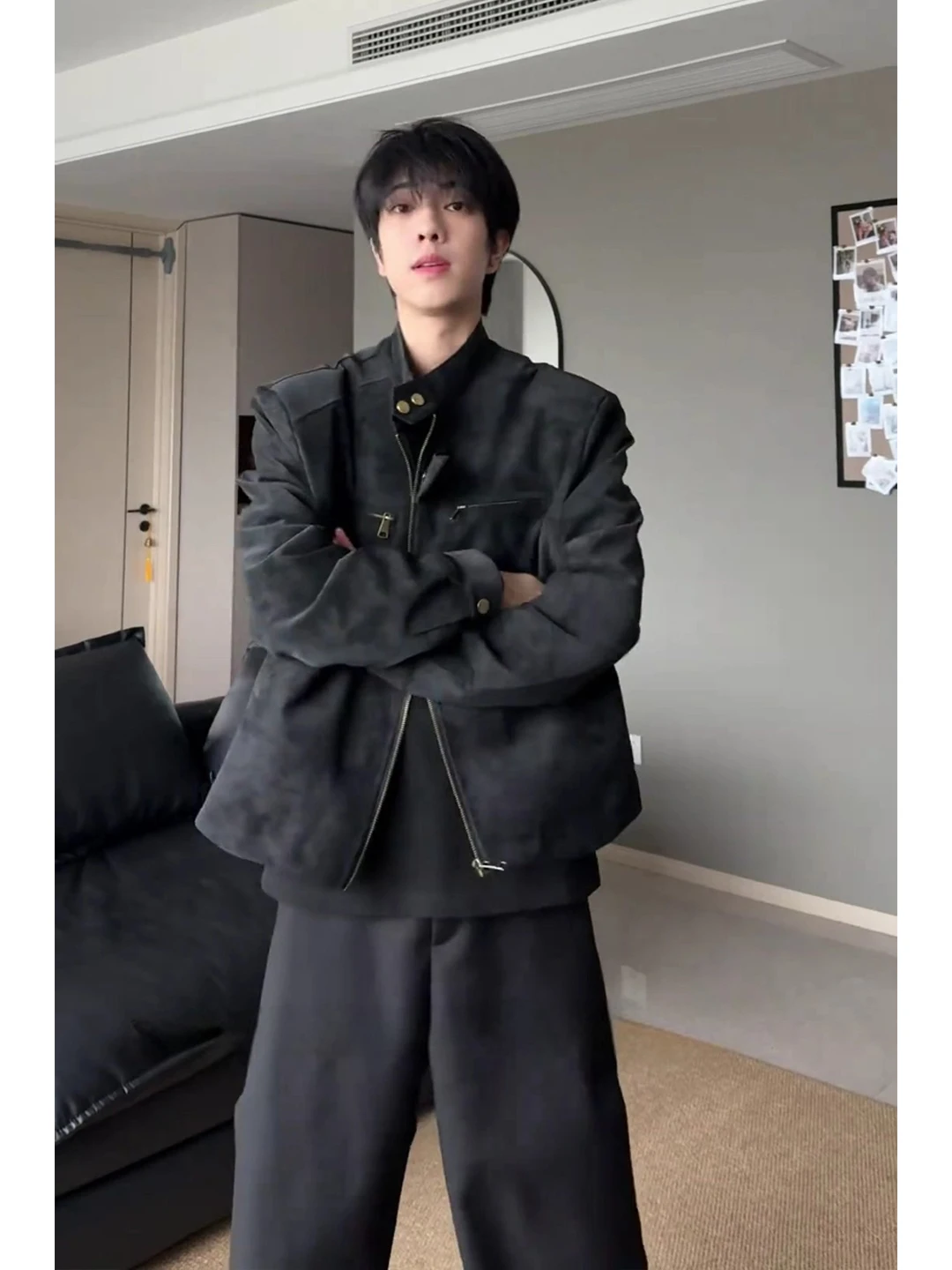 

Мужская верхняя одежда из искусственной кожи с подкладкой и принтом тай-дай, верхняя одежда для зимы, повседневное хлопковое пальто чистого кроя