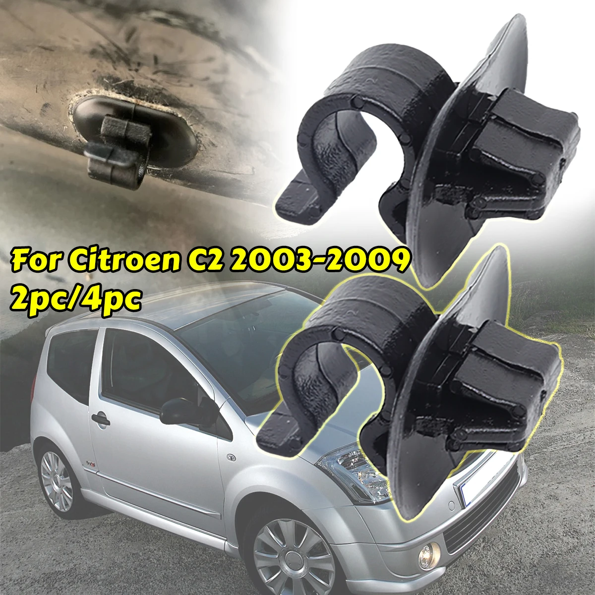 For Citroen C2 Bonnet Rod Stay Support Strut Retainer Lock Black Plastic Fastener Car Hood Tools Accessories 2003 2004 2005-2009