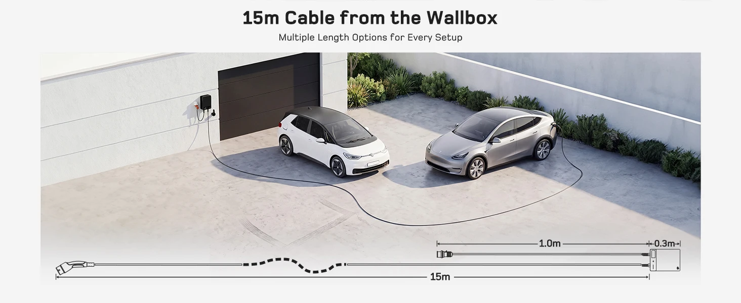dé Wallbox Typ 2 11kW 16A 3-Phasen-Ladestation mit Tuya Smart App-Steuerung für Elektrofahrzeuge, 5m 7,5m 10m 12,5m 15m EV-Ladekabel – Detail 18