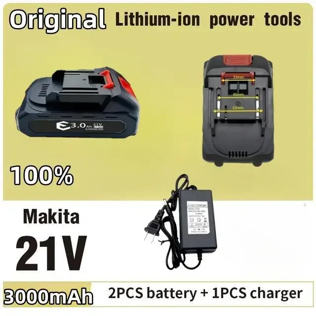 18650 21V 3000mAh high-power durable lithium battery, charger,for Makita 21V series electric tool high voltage water gun