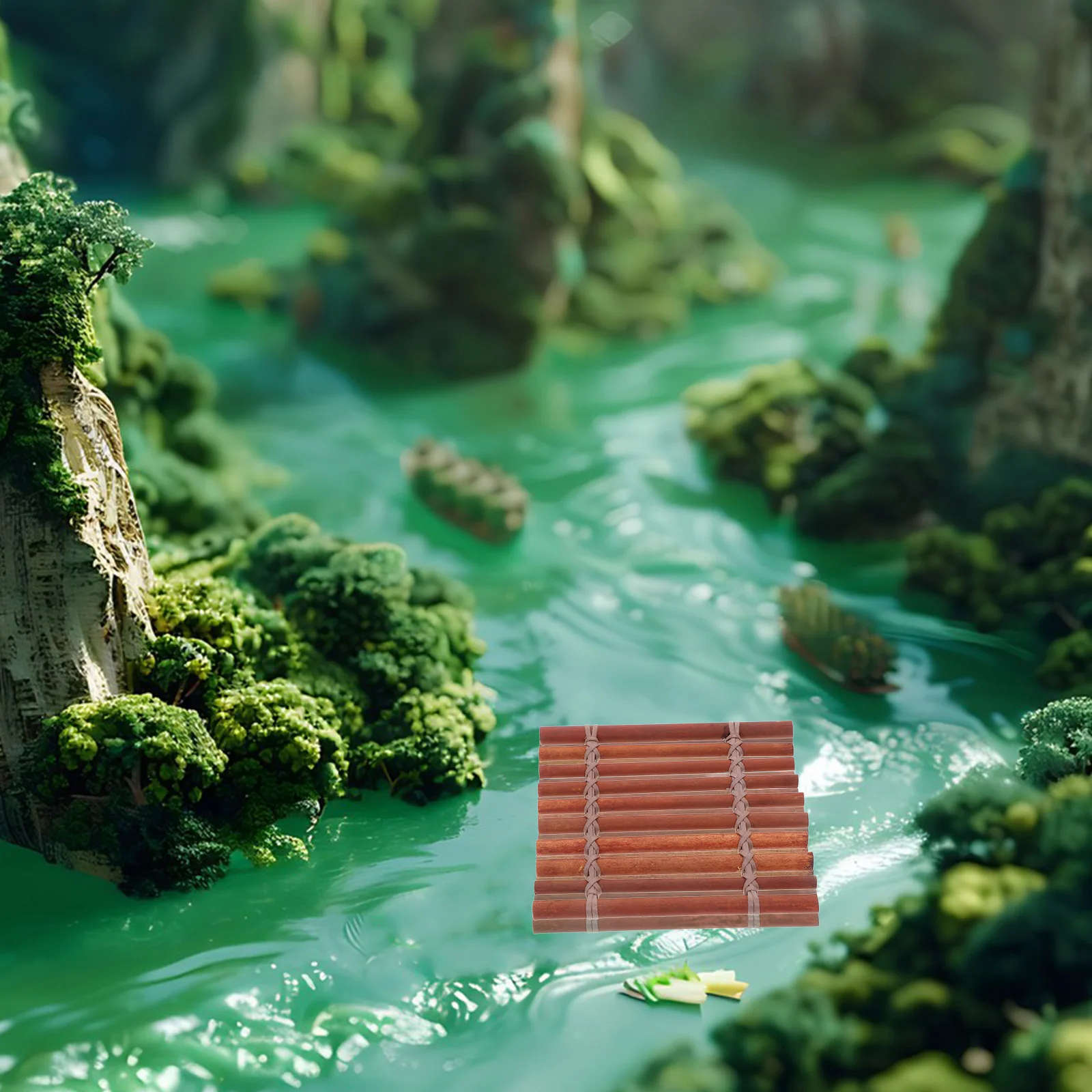 1pcs Bamboo Raft Micro Landscape Unique Weaving Design Material For Photography Props Miniature Gardens Teaching