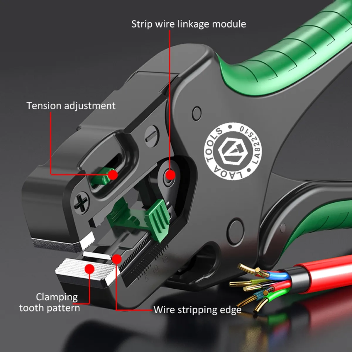 LAOA Fast Wire Stripping Pliers Adjustable 2-20mm AWG 30-8 (0.05-10mm²) Wire Stripper Tool with Clamping Tooth