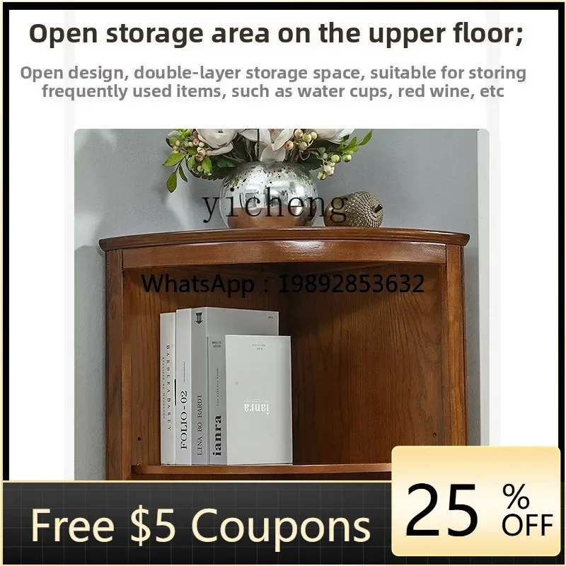 LYY American living room corner cabinet two-layer corner locker solid wood corner fan storage wall cabinet