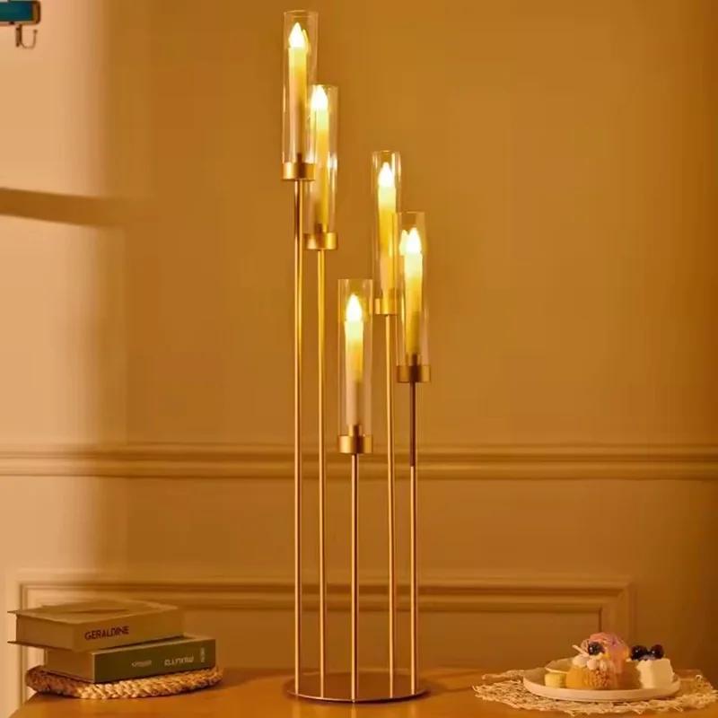 2/10 Stück 5/8-Köpfige Metall-Kerzenhalter, Tischdekoration, Goldener Kerzenständer, Säulenkerzenhalter für Hochzeiten – Detail 4