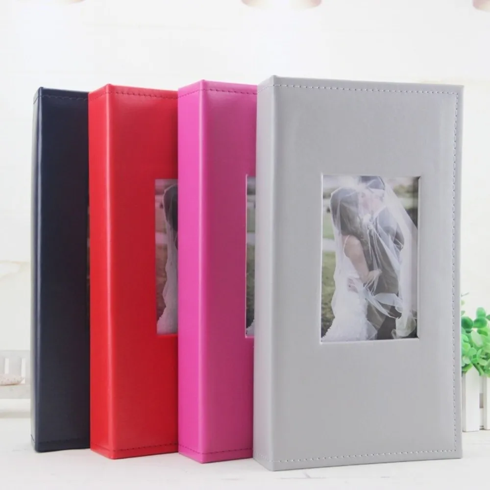 4R 6 Inch 300 Pockets Photo Album PU Leather Cover Black Inner Page Picture Storage Album Large Capacity Family Photo Organizer