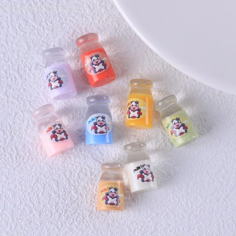 Bouteille de lait transparente pour maison de poupée 1/12, 10 pièces, Simulation de maison de poupée, ornements miniatures en résine, jouets, accessoires de décoration pour la maison