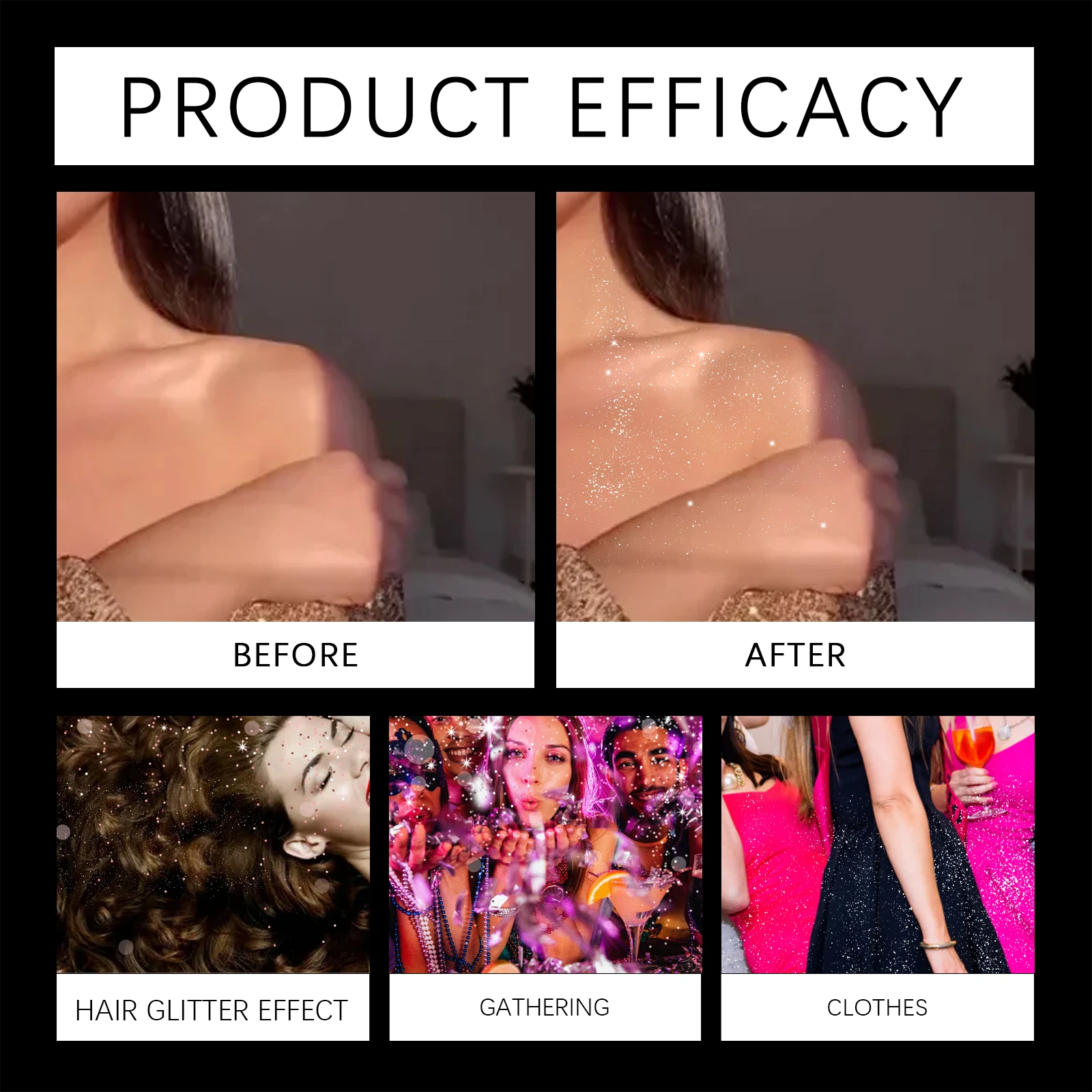 Spray ad alto glitter Fulling effetto scintillante per il corpo Brillante a lunga durata Festa in discoteca per la pelle Capelli Trucco viso Polvere glitter per la pelle