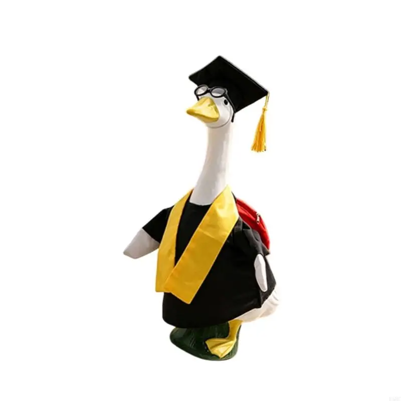  Back To School Themed Outfit For Pet Geese Complete With Cap And Gown for Statue Garden Decoration Accessories