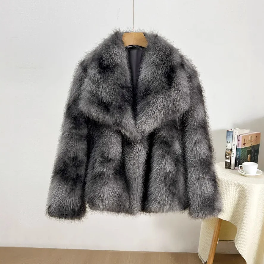 Faux Fur Coats Women Full Sleeve Short Coat Turn Down Collar Thick Warm Y2k Jackets Elegant Open Stitch Autumn Winter Jacket