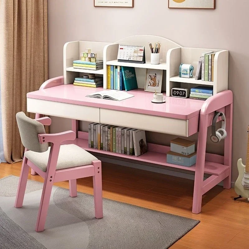 Desk, children's desk, junior high school and primary school students, household solid wood liftable, writing and chair set