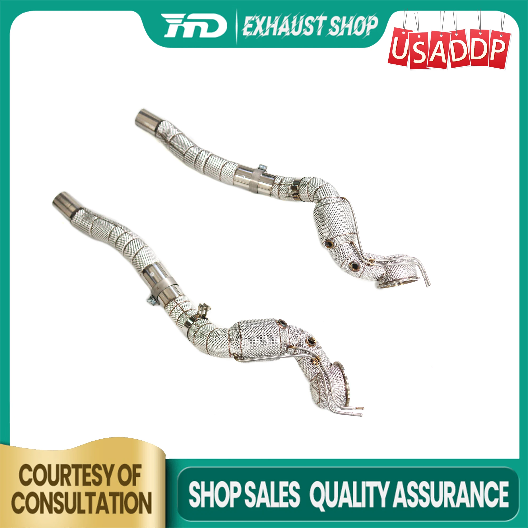 

SS304 Downpipe for Ferrari 812 6.5L Euro 6 with OPF Exhaust system Handcrafted High precision Easy installation Heat shields