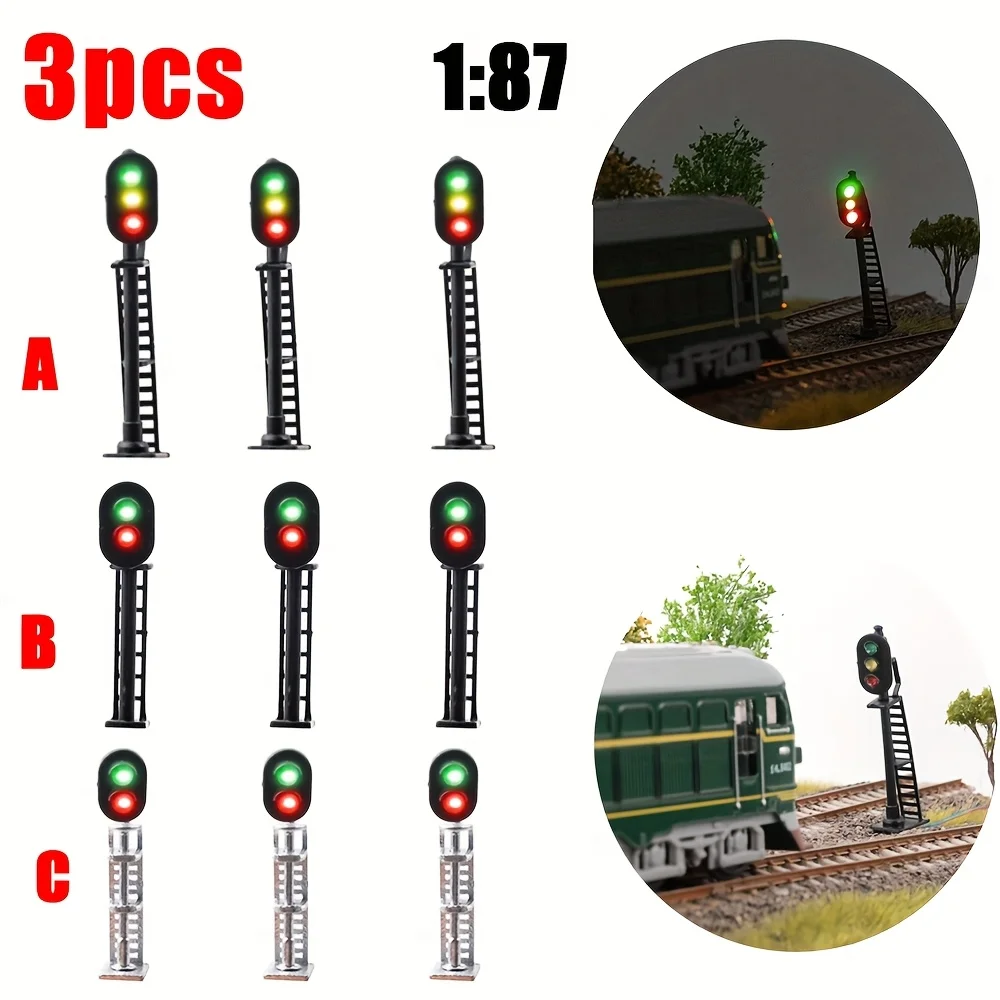 1:87 Scale DIY Model Making Ho Railway Train Traffic Light Signal Model Lamp 3V Sand Table Architecture Building Railroad Layout