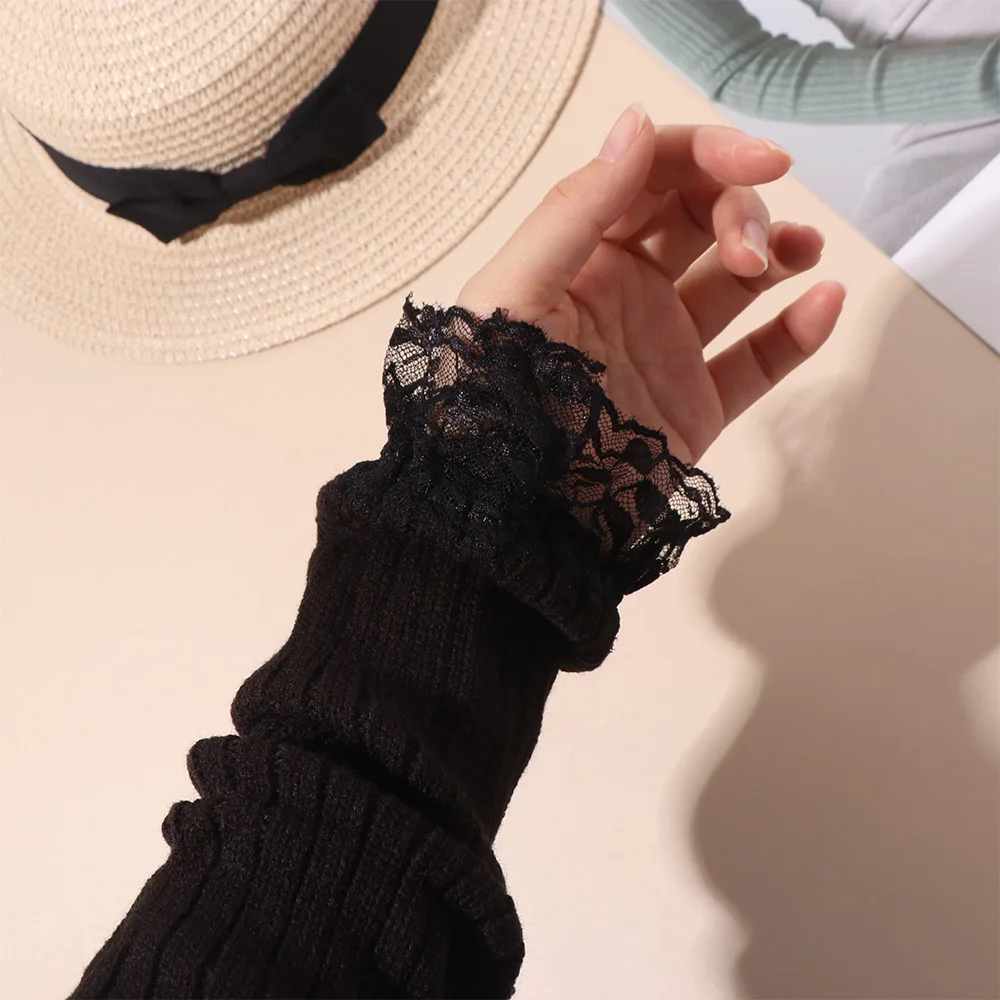 

Fashion Japanese Style Y2K Lace Oversleeve Harajuku Punk JK Lolita Arm Sleeves Cosplay Sweet Knitted Gloves Girls
