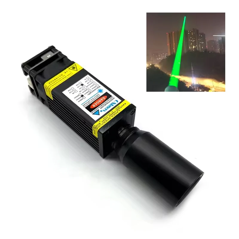 

520nm 3W Green Bright Beam Light Fat Dot Laser Module 12V PWM TTL for Bird Repelling Highway Landmark