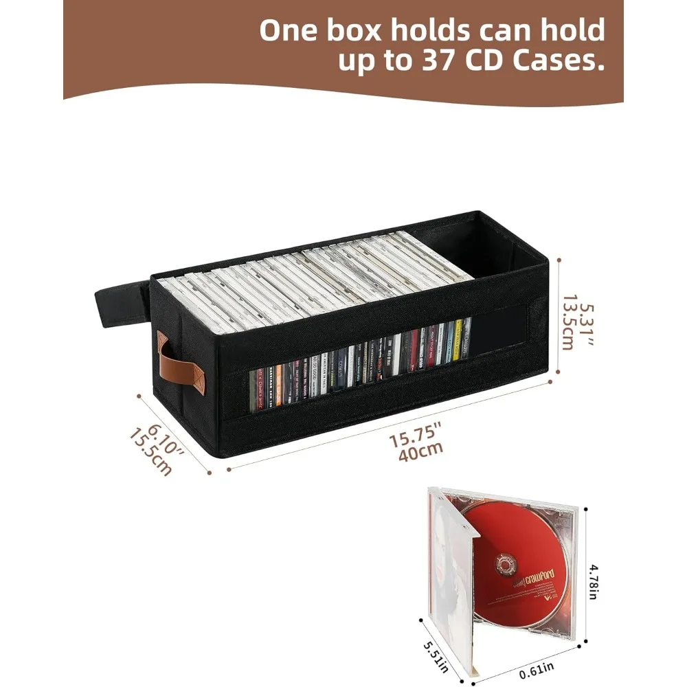 Compact Stackable CD Organizer with Clear Window, Holds 148 CDs, Dustproof & Portable
