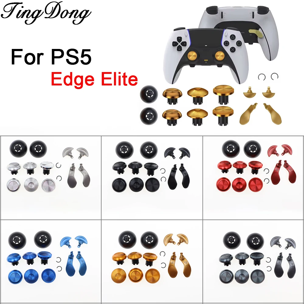 1 Satz ersetzen Metall-Joystick-Thumbstick-Kappen, Kunststoff-Joystick-Basen, hintere Trigger-Paddel für PS5 Edge Elite Controller