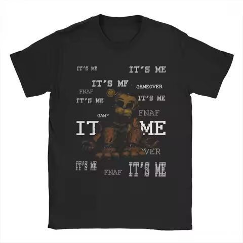 Men's IT'S ME golden FNAF At Freddys T Shirt Pure Cotton Tops Vintage Short Sleeve Crewneck Tees Gift Idea T-Shirts
