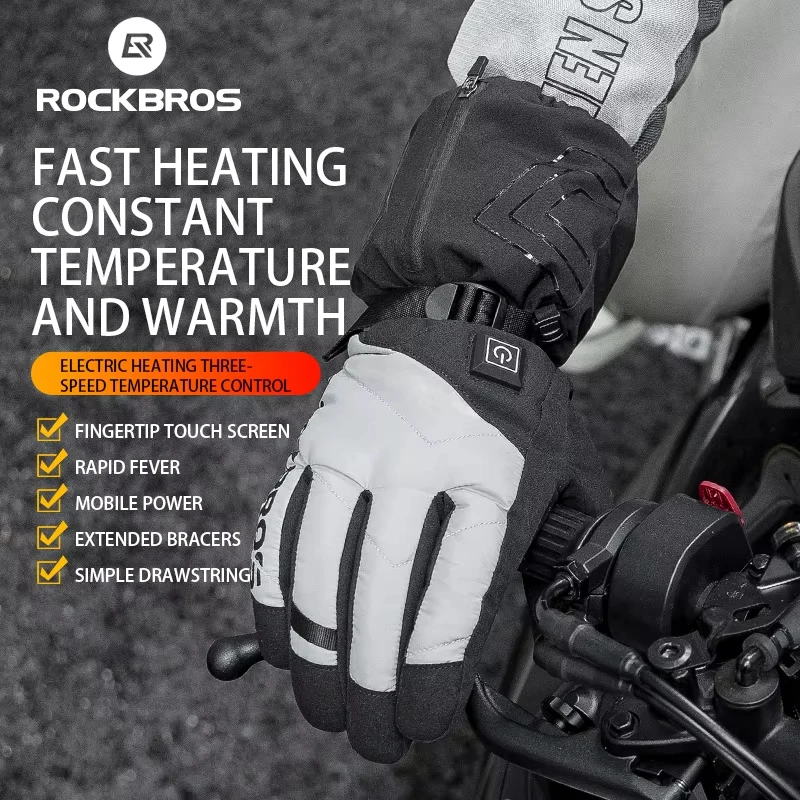 ROCKBROS, envío Local, guantes calefactables de invierno, guantes térmicos para nieve, guantes móviles, guantes eléctricos con batería recargable