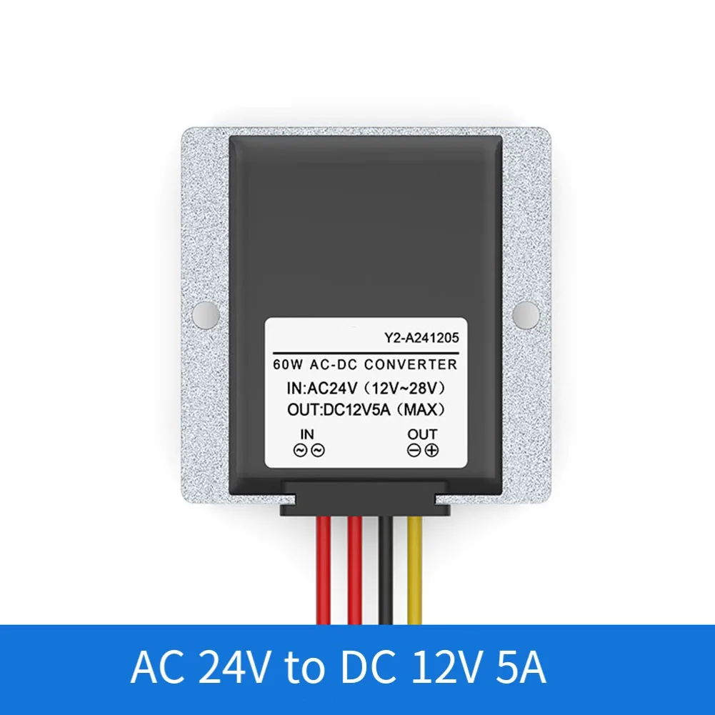 

Преобразователь напряжения AC-DC с водонепроницаемым металлическим корпусом IP68 и интеллектуальным защитным чипом, 12В/24В AC в 12В DC 5А 60Вт, регулятор напряжения