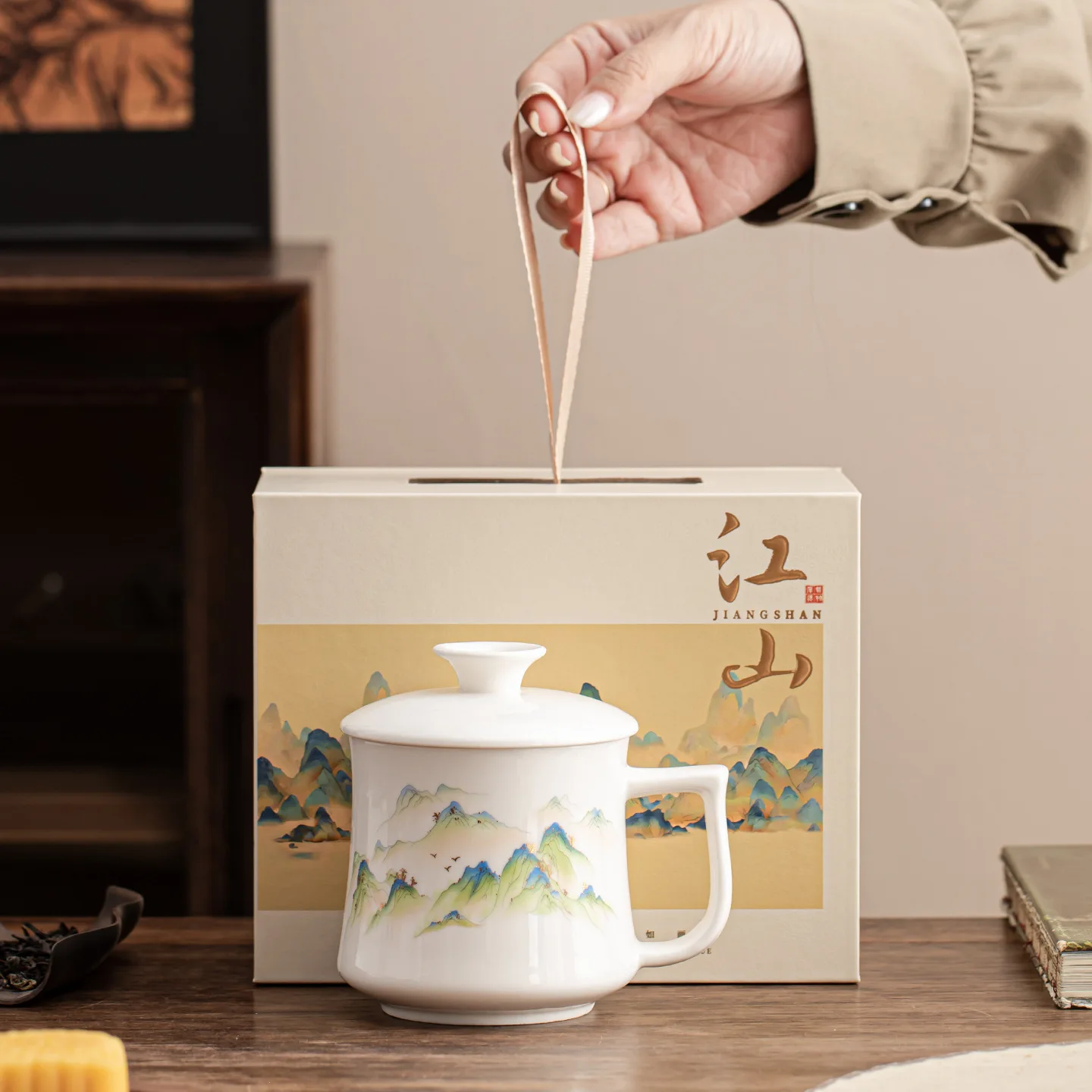 Dehua Mutton Fat Jade Office Mug Ceramic Tea Coffee Cup Personal Drinking Mug Home Office Event Gift Box