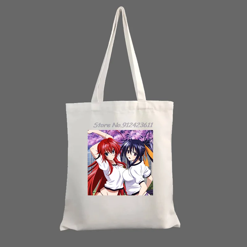 Akeno Himejima Rias Gremory Highschool Dxd Anime Girl Ladies Shopping Bag Travel Canvas Bags Eco Shoulder Bag Student Tote Bag