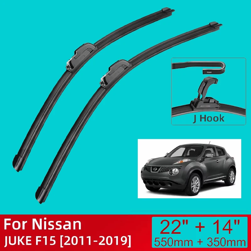 

For Nissan JUKE F15 2011-2019 22"+14" 2012 2013 2014 Car Accessories Front Windscreen Wiper Blade Brushes Wipers U Type J Hooks