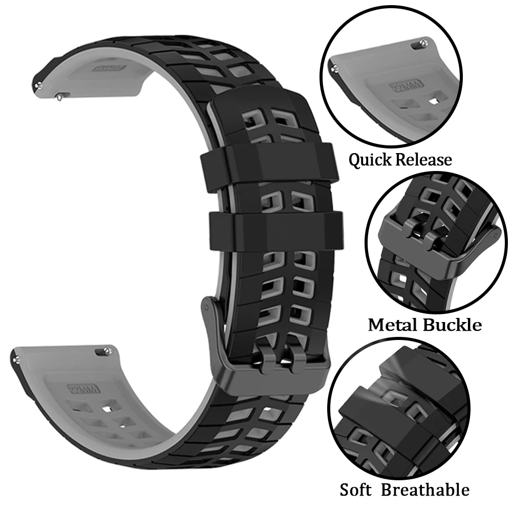 22 مللي متر حزام سيليكون ناعم لساعة هواوي GT 6/GT5 Pro العصابات لساعة هواوي 5 4 3 GT4/GT3/GT 2 46 مللي متر سوار رياضي قابل للتنفس