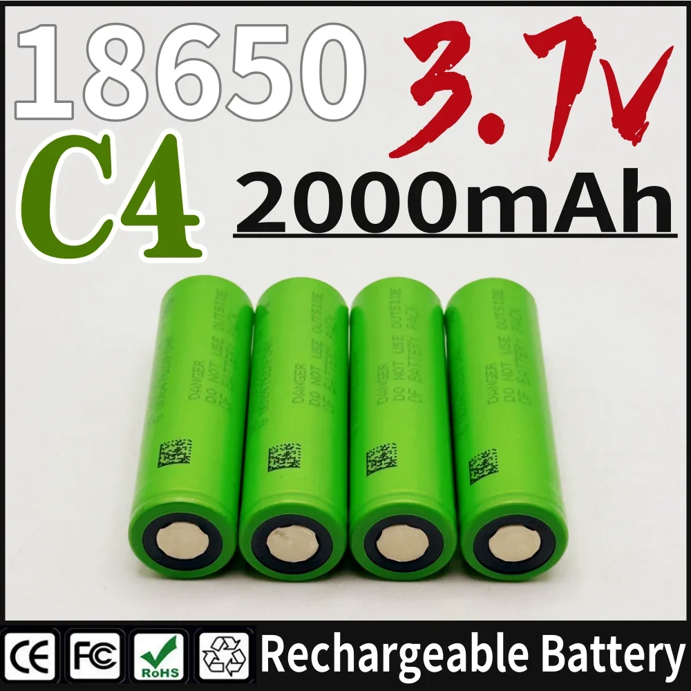 18650 3.7V 2000mAh Lithium-Ion Rechargeable Battery 18650-C4 Suitable for flashlight,toy car,fan,remote control battery