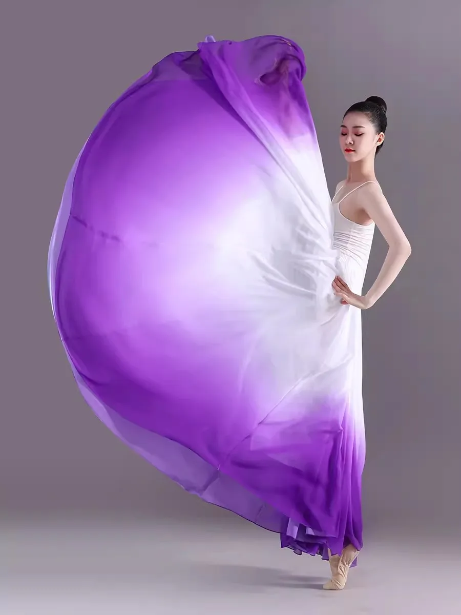 Elegant Gradient Ballet Skirt Women Chiffon Flowy Long Dancewear 360-720 Degrees Classical Dance Costume Flamenco Maxi Skirt