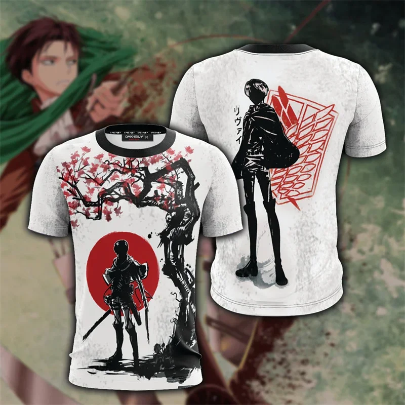 Men's 3d Printed Comic T-shirt, Anime Attack Titan Levi Ackerman Graphic T-shirt Harajuku Fashion Cartoon T-shirt