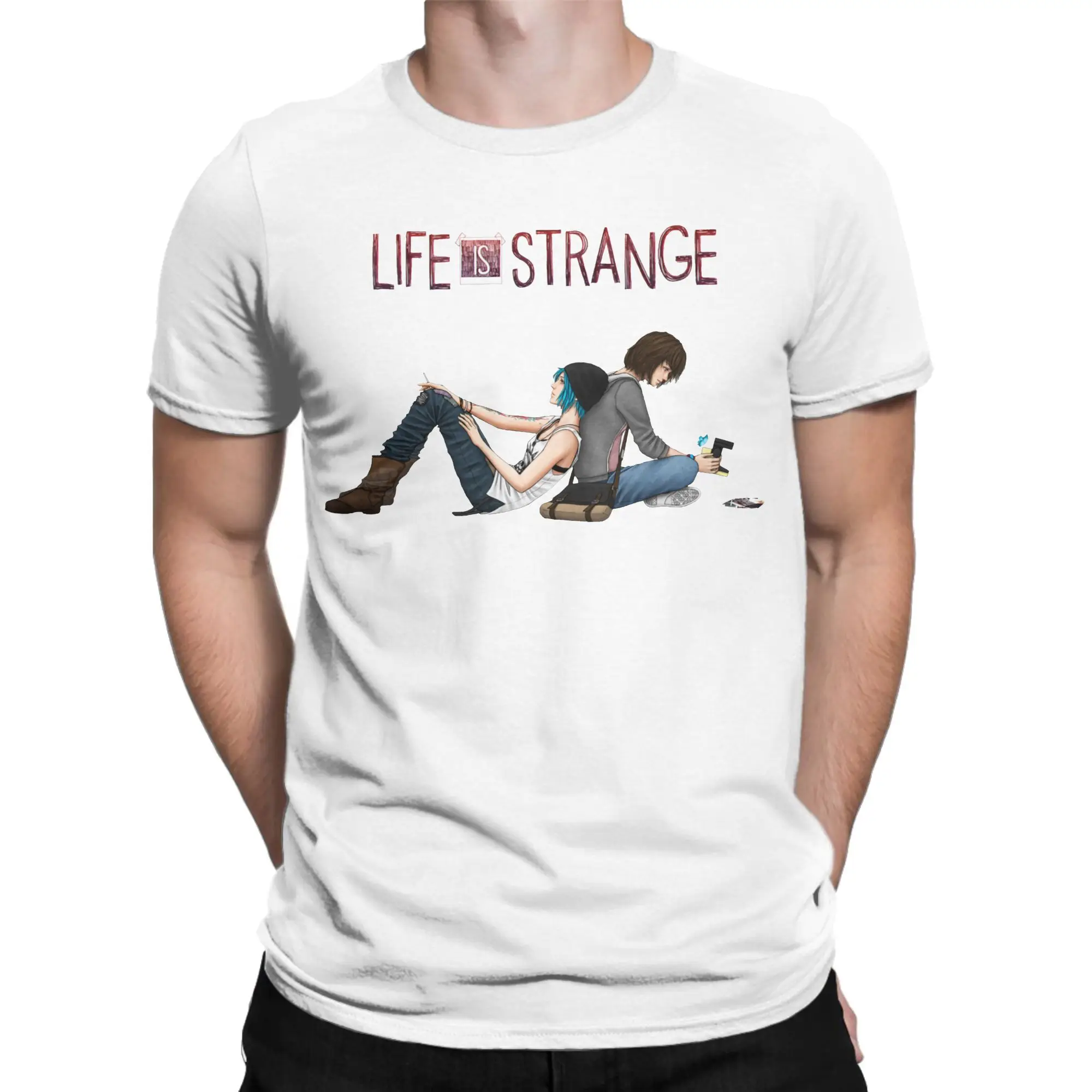 تي شيرت رجالي Life Is Strange مضحك قطن تي شيرت قصير الأكمام فراشة كلو ماكس لعبة تي شيرت س الرقبة ملابس فريدة من نوعها