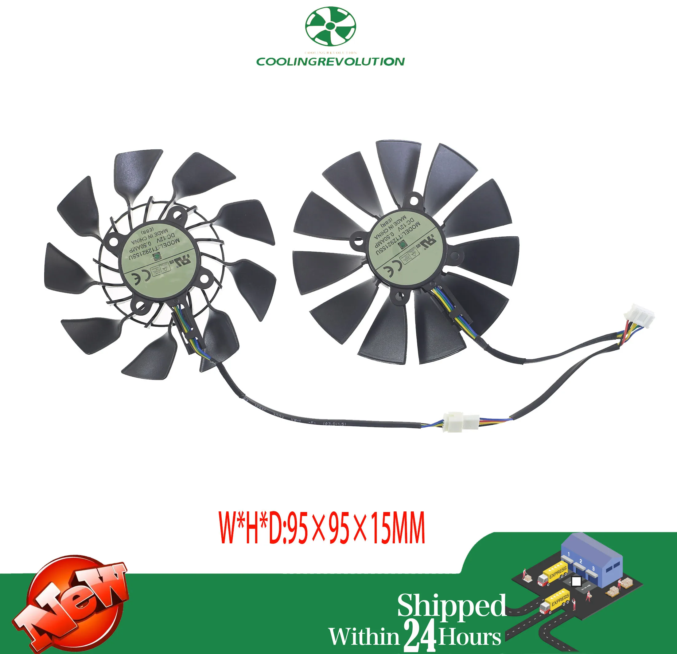 95MM Original T129215SU DC 12V 0.5A For ASUS GTX760 780 780TI R9 280 290 R9 280X 290X R9 390 390X GTX970 VGA Card Cooling Fan