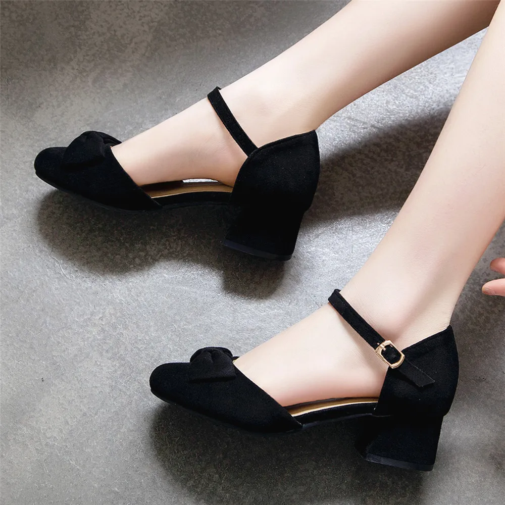 2024 Spring Women High Heels Mary Jane Pumps Party Wedding White Pink Beige Ankle Strap Buckle Flock Bow Princess Lolita Shoes