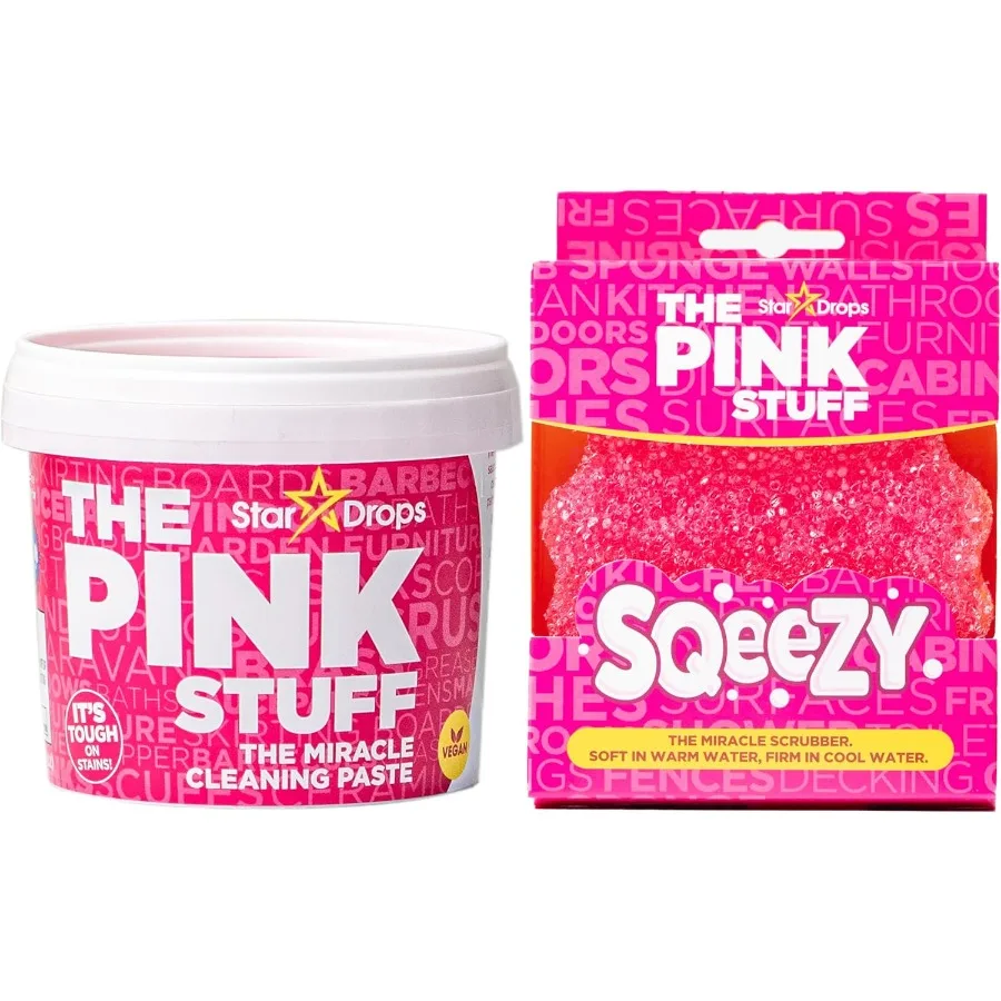 

Чистящая паста Stardrops The Pink Stuff Miracle SQeeZY, комплект губок для чистки, универсальный очиститель без царапин, идеально подходит для кухни S