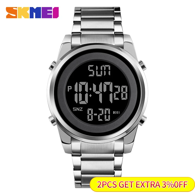 SKMEI Digital 2 Time Mens Watches Fashion LED Men Digital Wristwatch Chrono Count Down Alarm Hour For Mens reloj hombre 1611