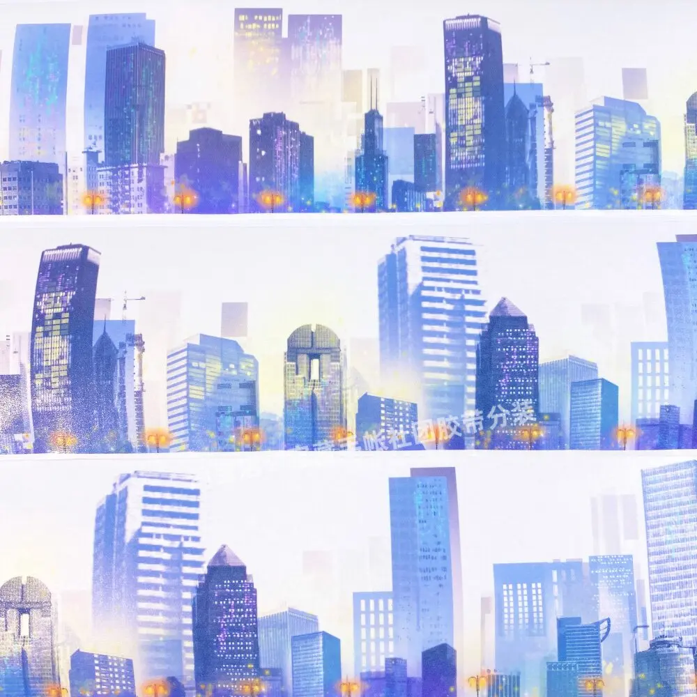 Washi Pet Tape Journal Good Night City High-rise Building City Scrapbook Collage Sticker Goo Card.