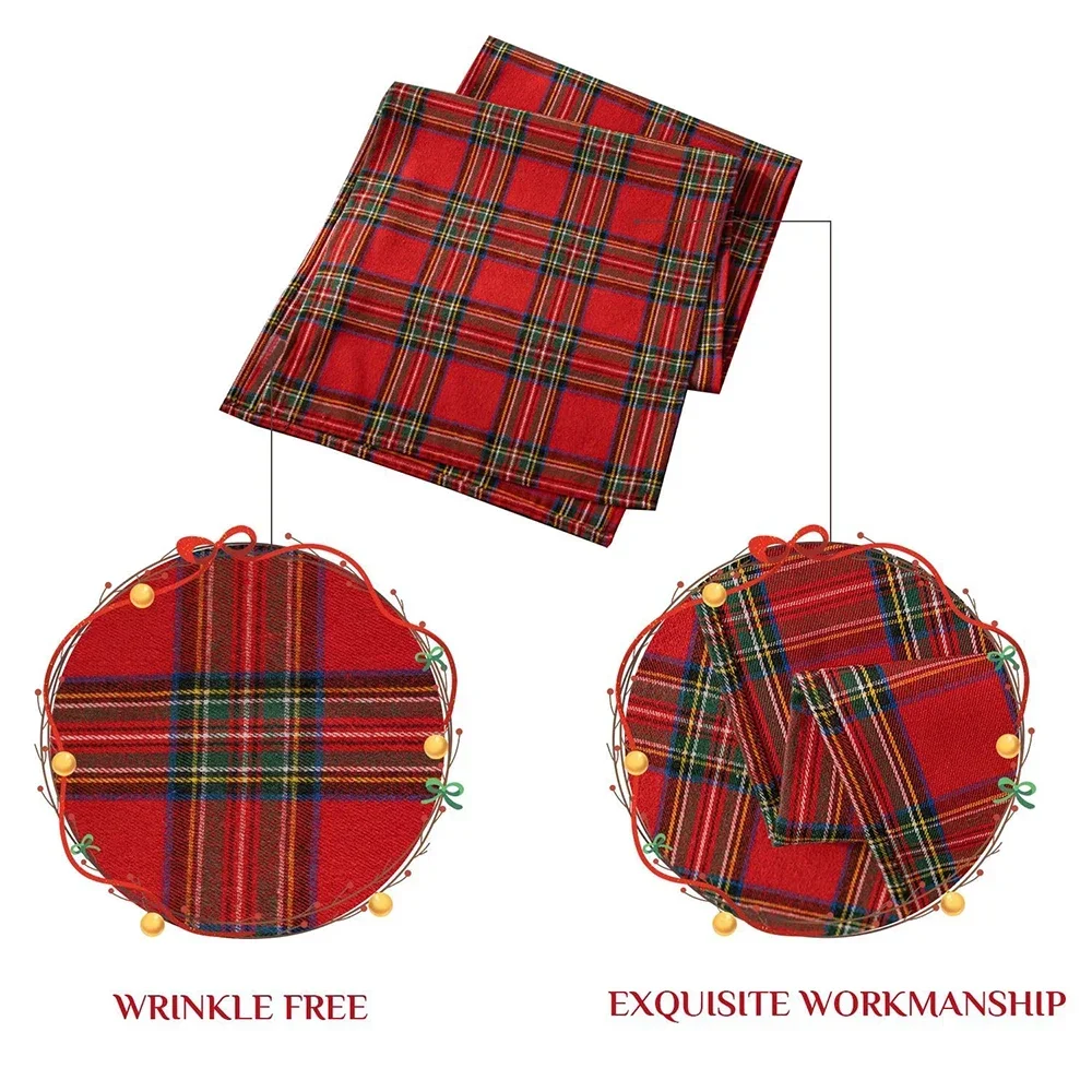 Cotton Polyester Red Green Thin Plaids Table Runner Christmas Dinning Table Decoration Luxury Table Runner Scottish Plaids