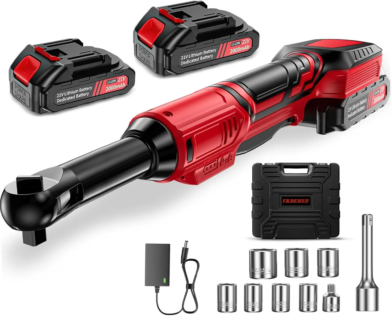 

3/8 Cordless Ratchet Wrench Set, 60FT-LBS Torque, 400RPM Variable Speed, 21V with Batteries and Sockets