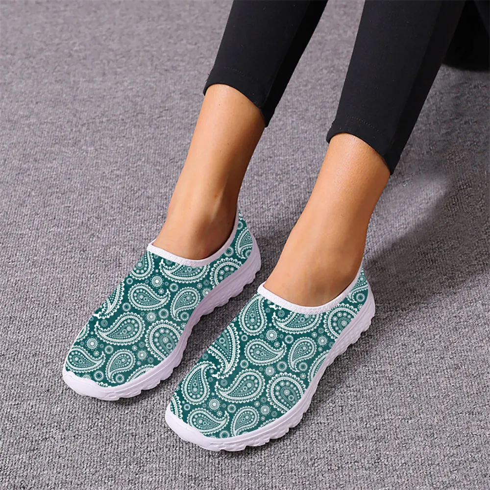 Blue Paisley Pattern Ladies Spring Autumn Vulcanized Shoes Breathable Trend Comfortable Lace Up Sneakers Outdoor Work  Footwear