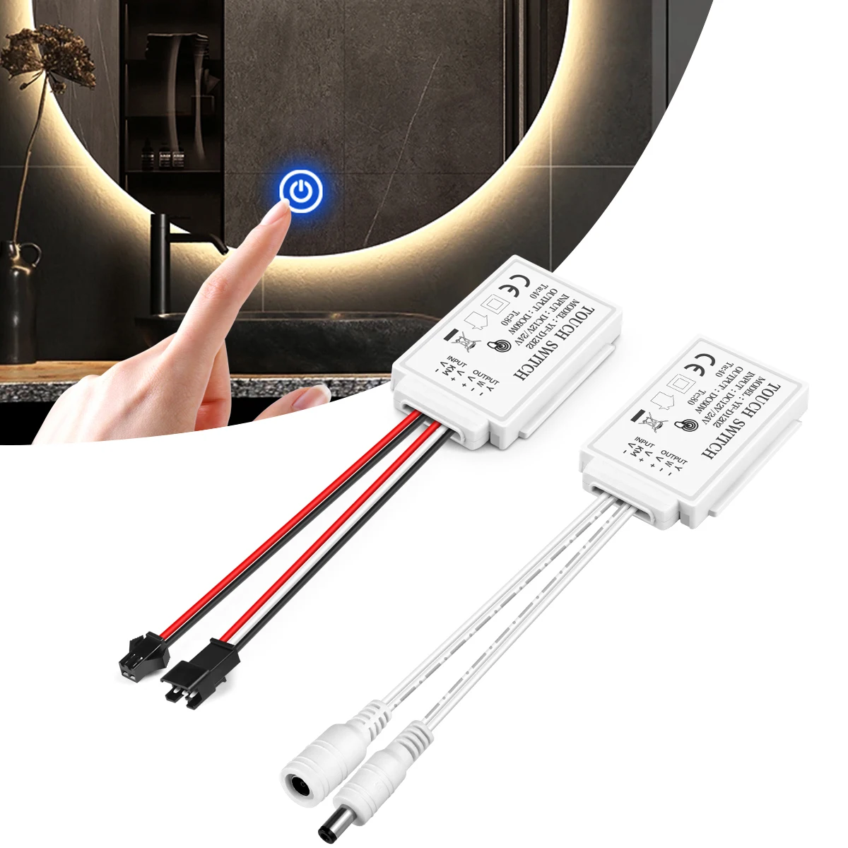 12V Badezimmer Smart Spiegel Touch Sensor Control Schalter Dimmer Hause Beleuchtung Touch Schalter CCT Einstellbar Durchdringbar 1-5mm Glas