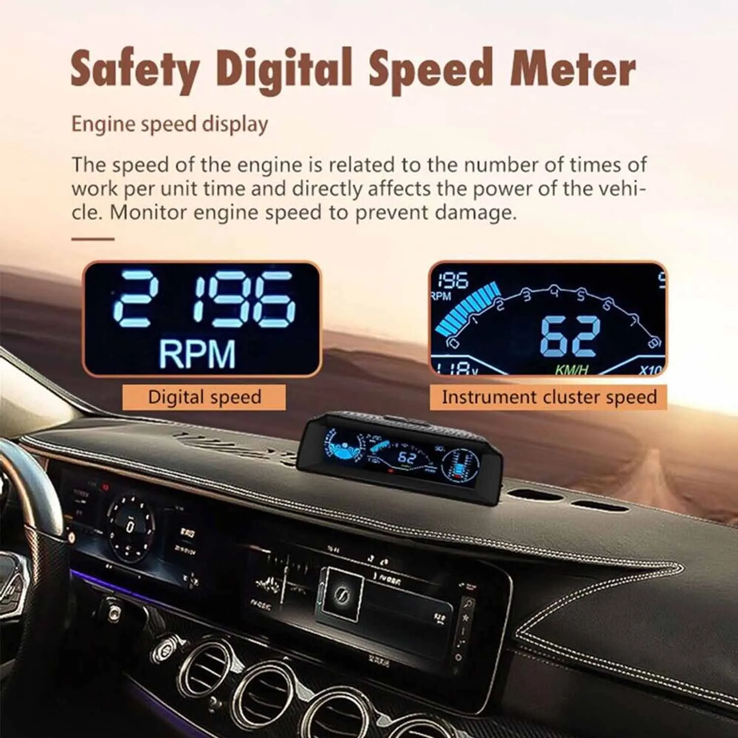 Car OBD2 Multi-function Gauge HUD Head-Up-Digital Speedometer Slope Display Car Electronics Head-up Display Car Electronics Part