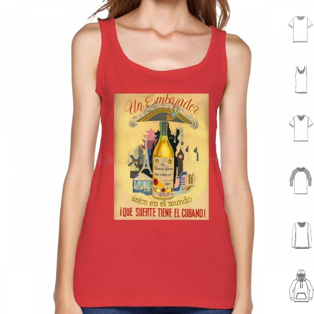 Ron Bacardi Vintage Tank Tops chaleco sin mangas Ron Bacardi Vintage Ron barman beber bebida Cuba Puerto Rico