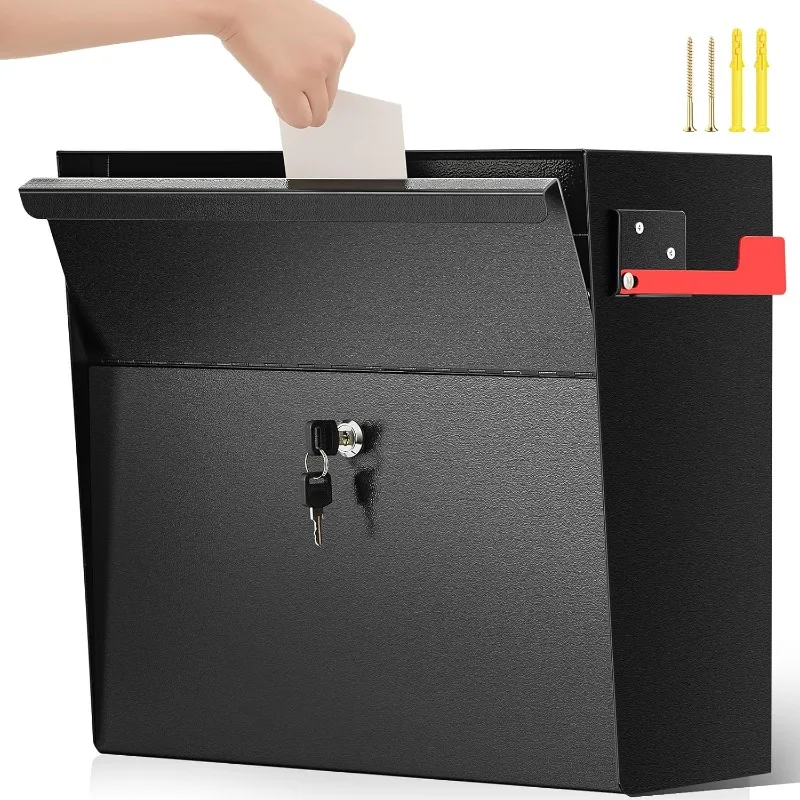 

Wall Mount Mailboxes for Outside Locking Security Mail Box Galvanized Steel Wall Mailbox Large Capacity Post Box with Key Lock a
