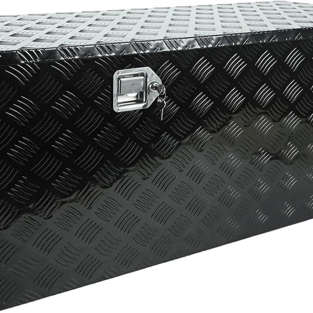 

48 Inch Heavy-Duty Aluminum Toolbox for Trucks, RVs, and Trailers with Waterproof Storage, Side Handle, Lock, and Keys
