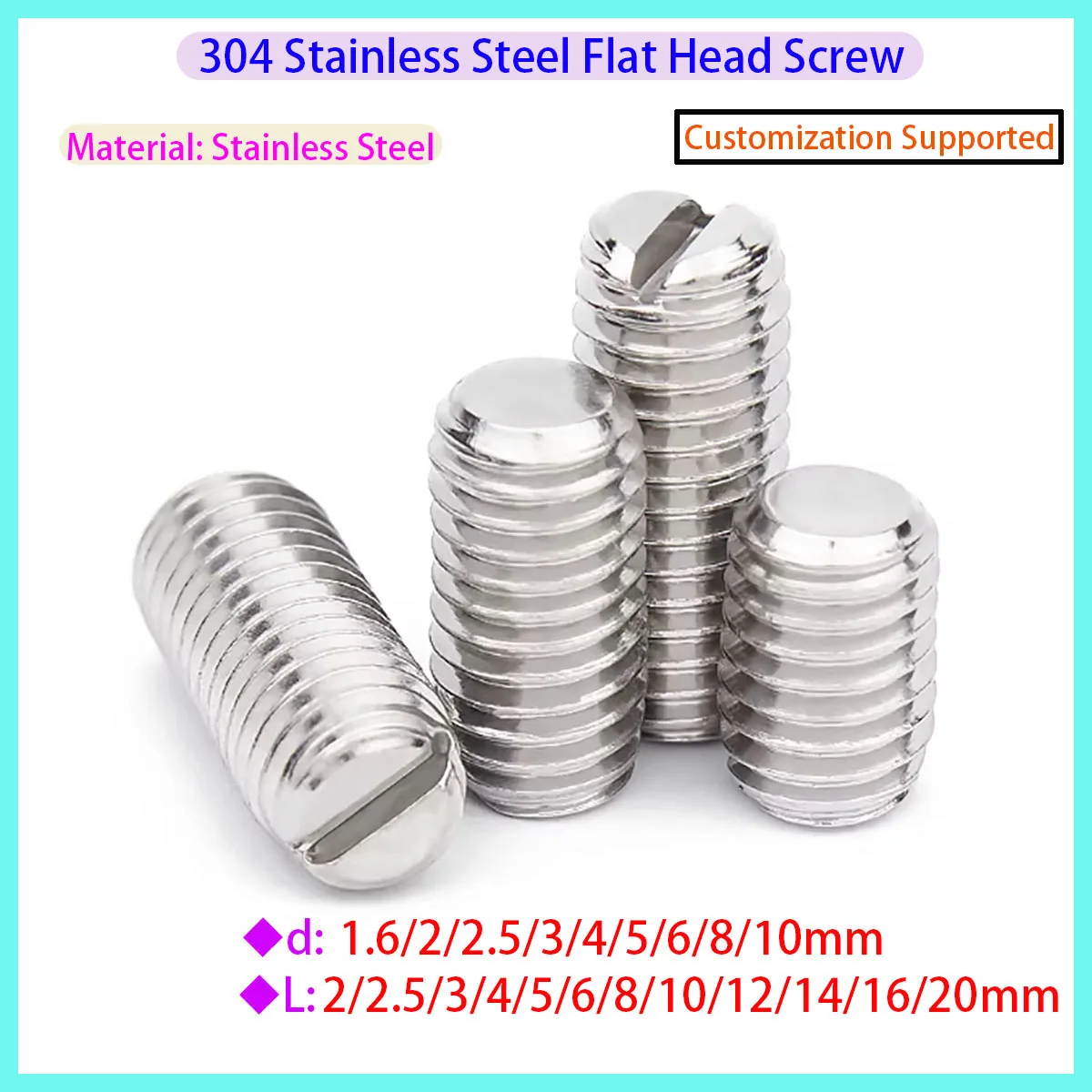 304 Stainless Steel Slotted Flat Head Countersunk Bolt Fixing Bolt M1.6 M2 M2.5 M3 M4 M5 M6 M8 M10