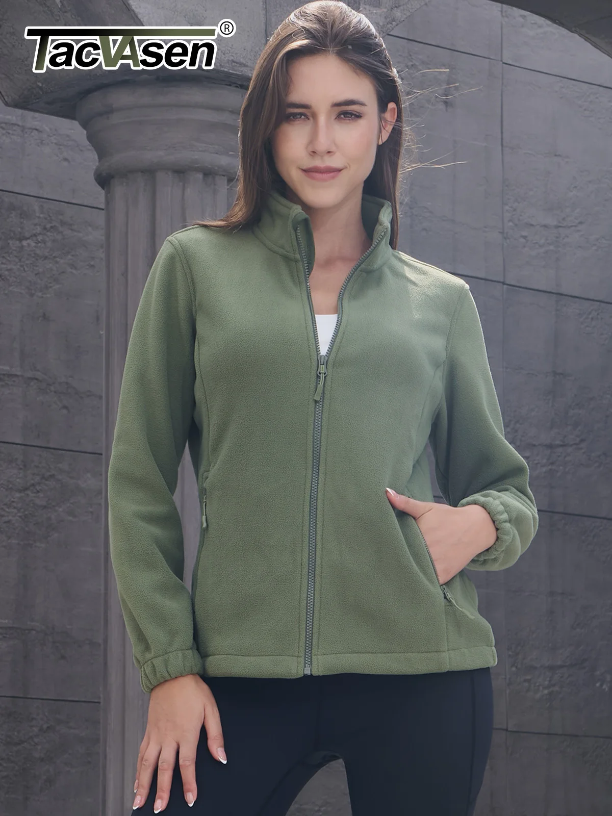 TACVASEN женская легкая флисовая куртка на молнии с воротником-стойкой, зимние теплые толстовки, пальто, повседневные мягкие свитера на молнии, верхняя одежда