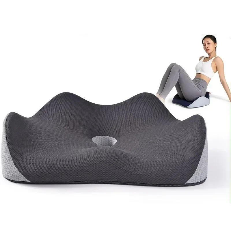 Patented Pressure Relief Seat Cushion for Long Sitting Hours on Office/Home Chair, Car Wheelchair Extra-Dense Memory
