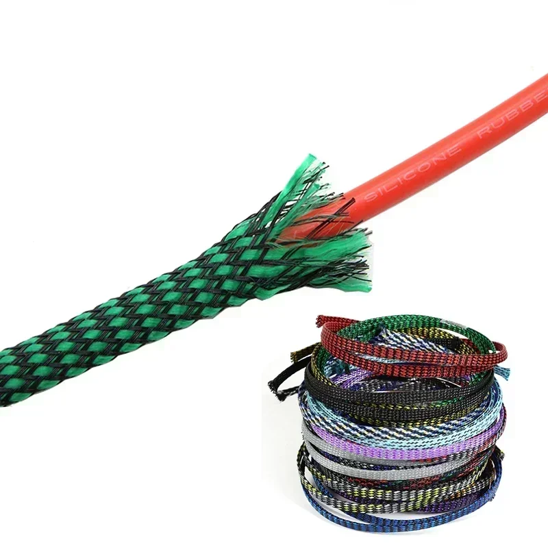 4/8/12mm New Braid Sleeve PET Yarn + PP Cotton Soft Wire Insulated Wrap Cable Protection Harness Cable Sleeving Sheath 1~10meter