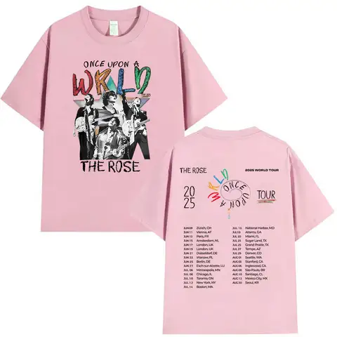 Kpop The Rose Once Upon AWRLD World Tour 2025 T-shirt Herr Hiphop Korea Kortärmade T-shirts Herr Bomull Hiphop Kläder T-shirts 8 best sales Kpop The Rose - №3